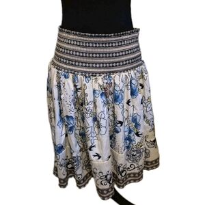 SHEIN Blue and White Floral A-Line Skirt